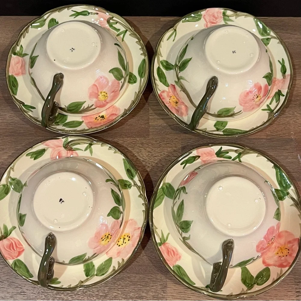 Franciscan Desert Rose Flat Cup & Saucer Set (4) Vintage